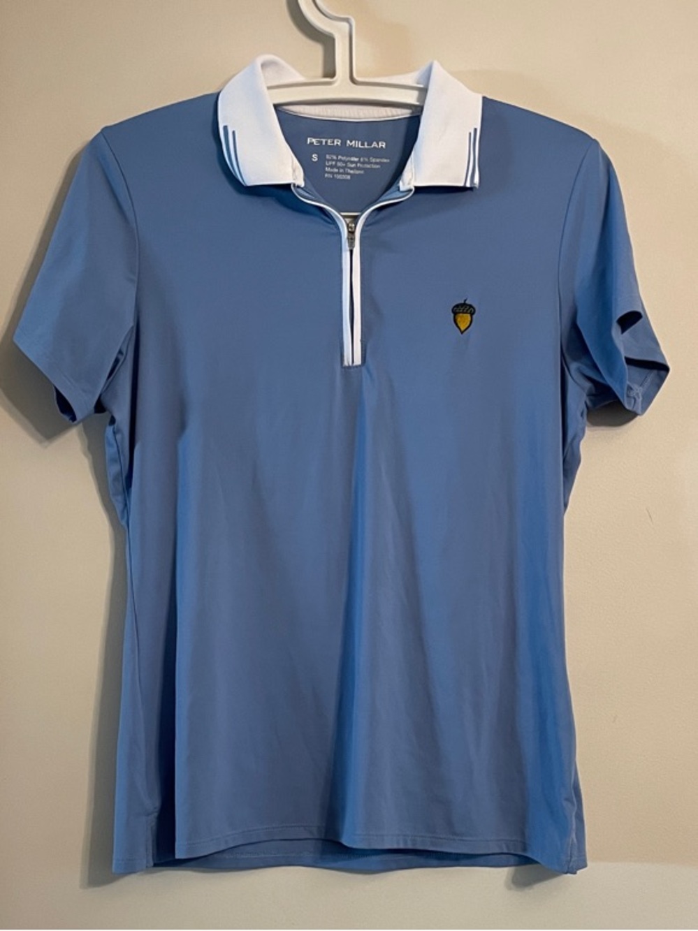 Peter Millar Women’s Golf Polo Shirt Blue Zip UPF 50+ Spanish Oaks Club Size S